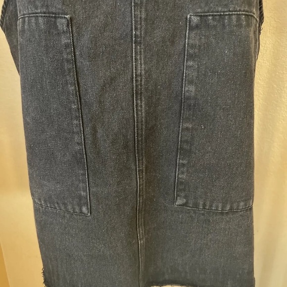 Disney Forever 21 Mickey Mouse Black Denim Overall Dress Size 2X Raw Rolled Hem - Picture 3 of 8